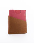 brown and red leather wallet - hand stitched in Maine - high quality