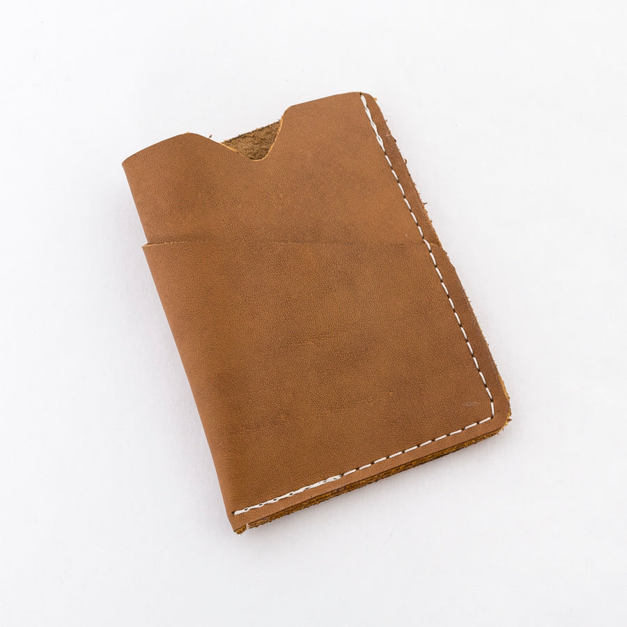 the brockman wallet in caramel - handmade in maine - leather goods 