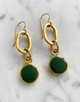 Dark Green Cloisonne' Pendant Earrings