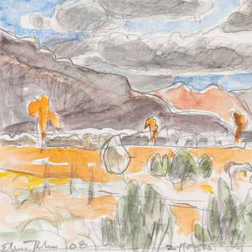 Watercolor of Questa, New Mexico Landscape by Maine Artist Elena Jahn