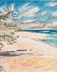 Watercolor of Playa Flamenco, Puerto Rico - Landscape by Maine Artist Elena Jahn