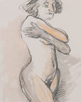 Watercolor and Sketch of nude figure by Maine Artist Elena Jahn