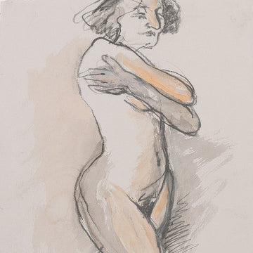 Watercolor and Sketch of nude figure by Maine Artist Elena Jahn