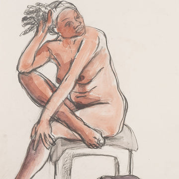 Watercolor and Sketch of nude figure - Elana Jahn