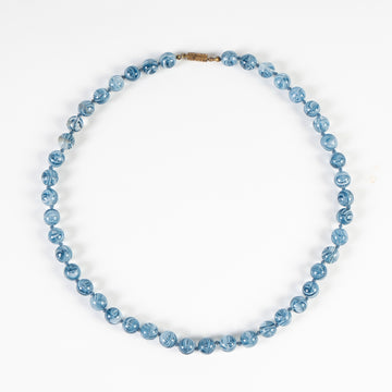 Blue Marbled Vintage Glass Necklace