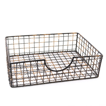 metal basket - vintage product - found - storage box - decorative piece