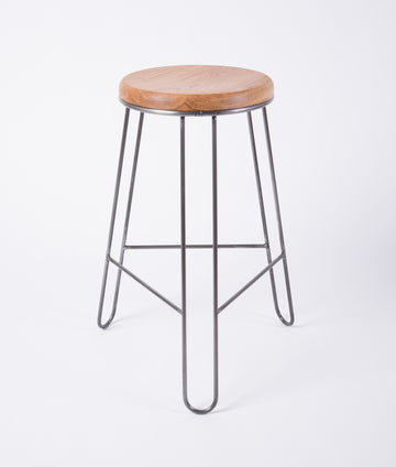 counter height steel and wood stool - clean design - quality furniture - white oak 