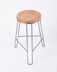 modern steel and wood stool seat view - white oak - midcentury furniture - becket street - portland - maine 