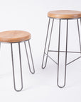 steel and wood stool collection shot - two sizes available - counter and dining height - seating - handmade furniture