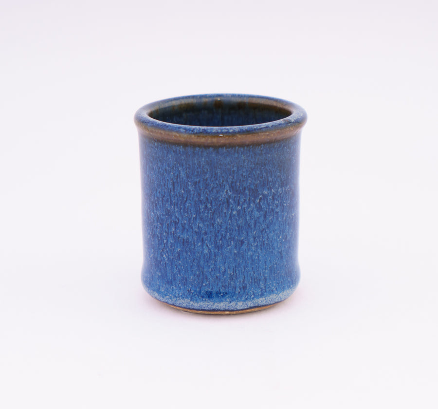 Stoneware Shot Cup - birds beak blue - pottery - bluff point collection
