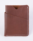 The brockman wallet in brown - hand stitched leather - card wallet - double pocket